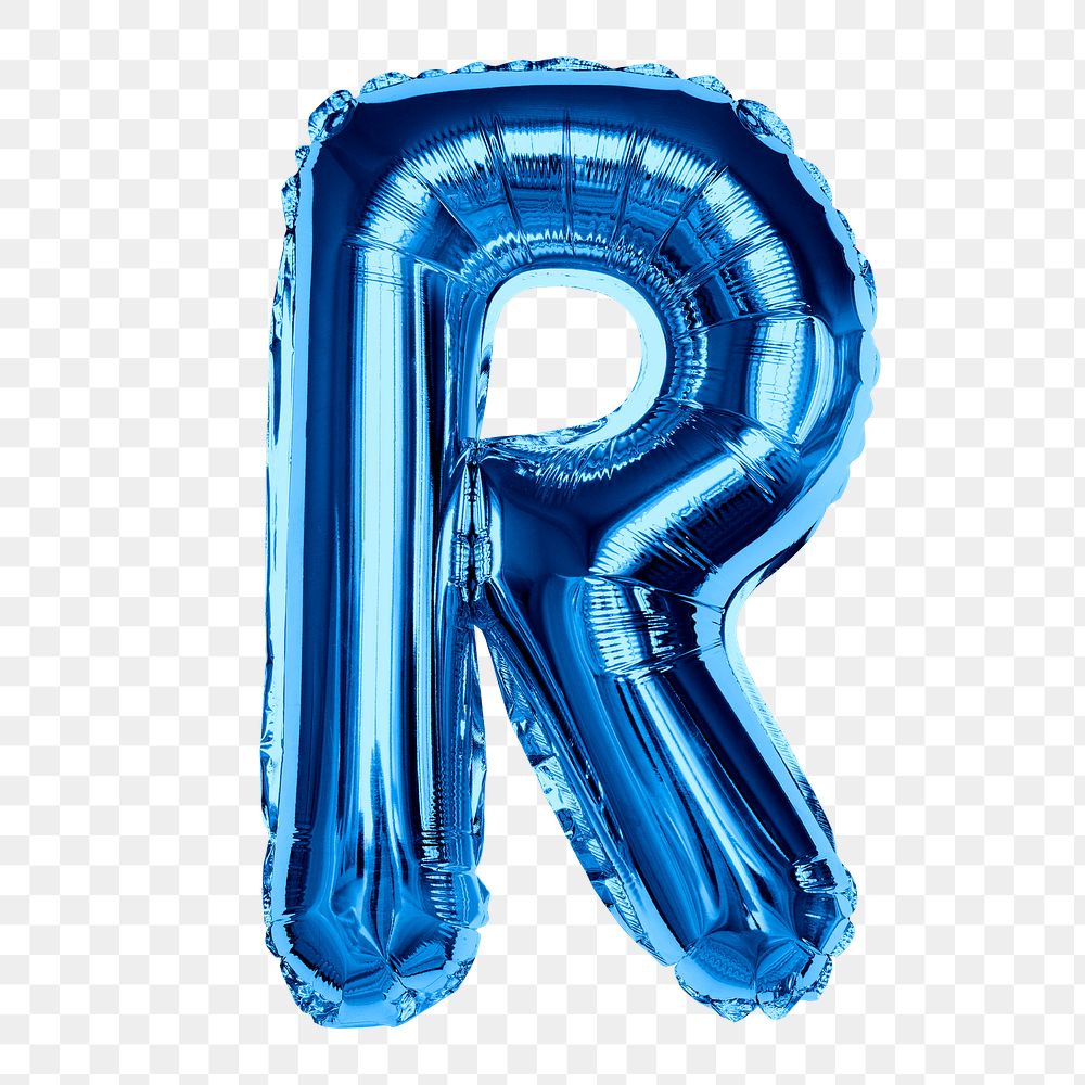 Alphabet R png clipart, foil balloon letter, transparent background
