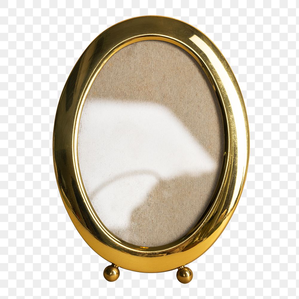 Oval gold photo frame design element