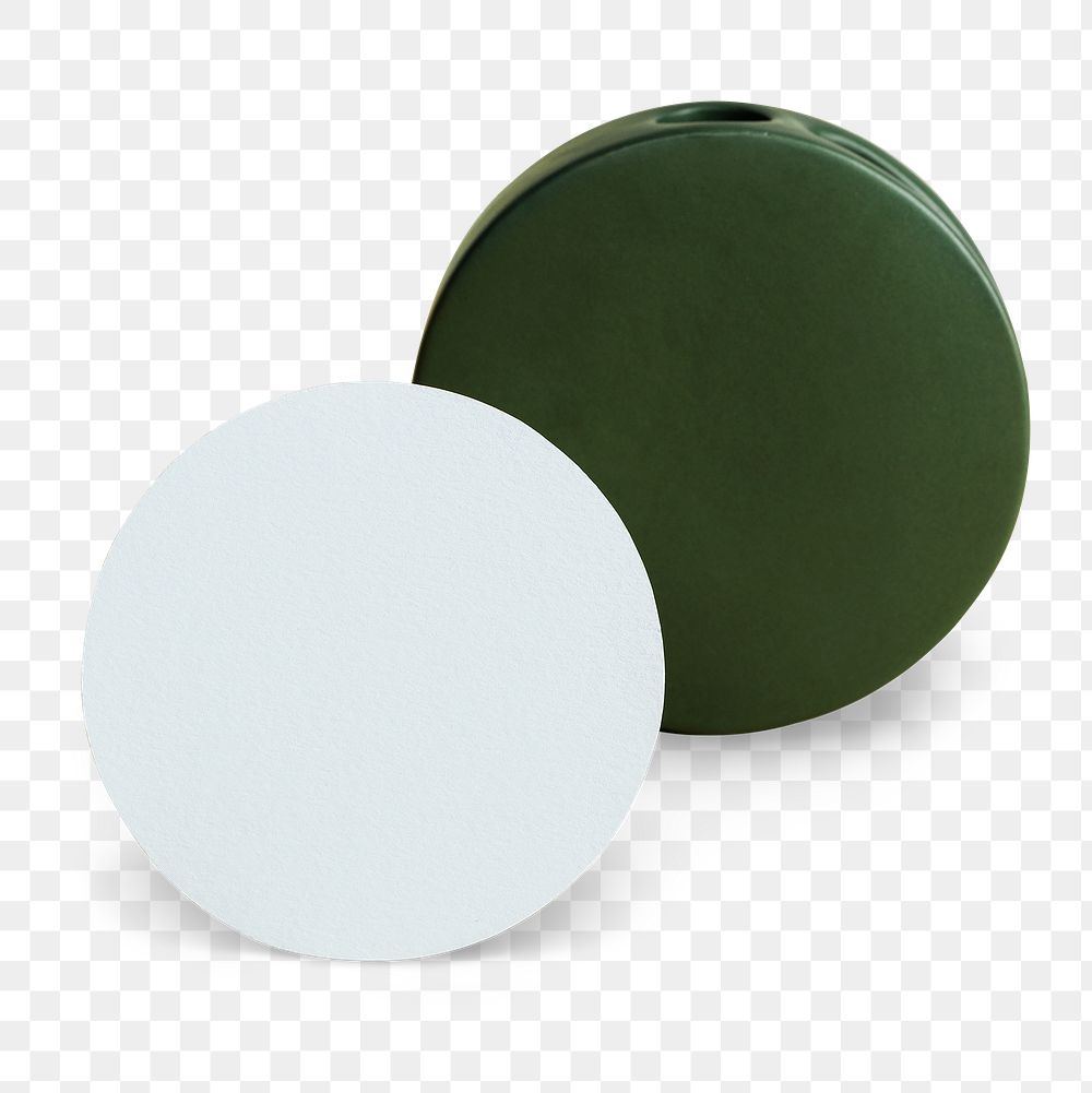 Olive green vase with a blank label mockup design element 