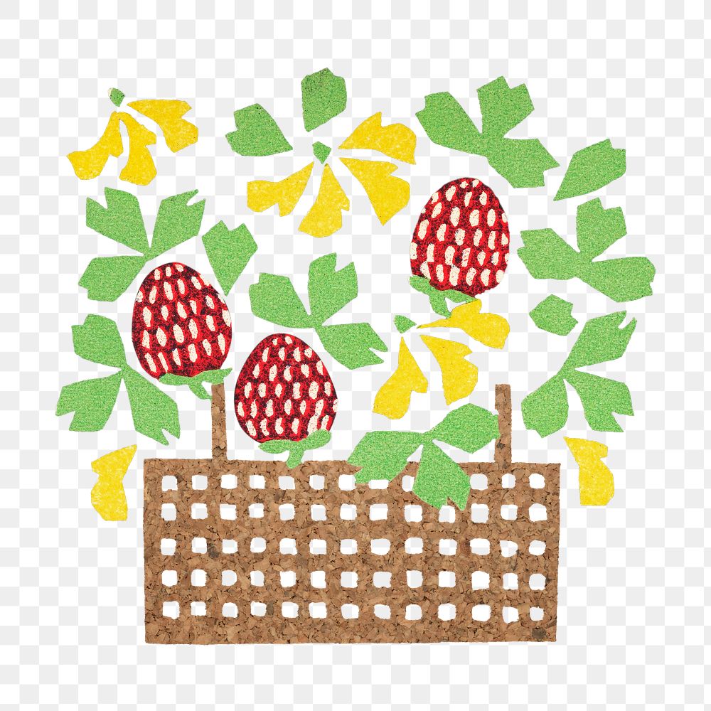 Basket of strawberries transparent png