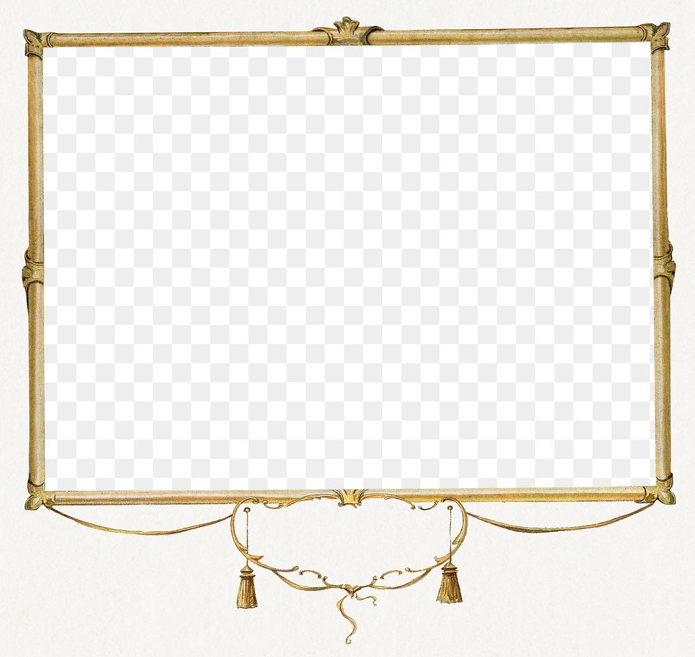 Vintage rectangle gold frame with tassels design element