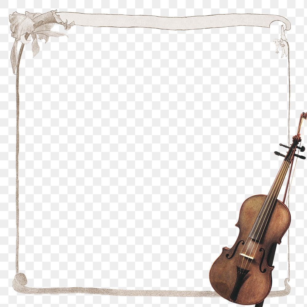 Square floral frame with violin design element