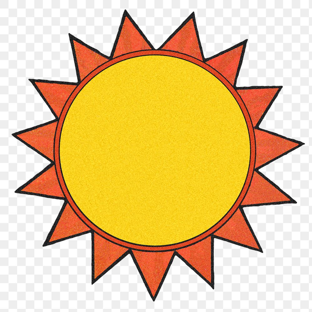 Yellow sun with red ray design element