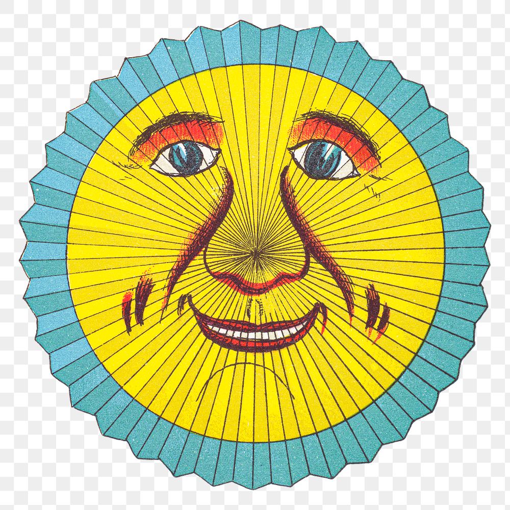 Smiling celestial sun face paper lantern design element