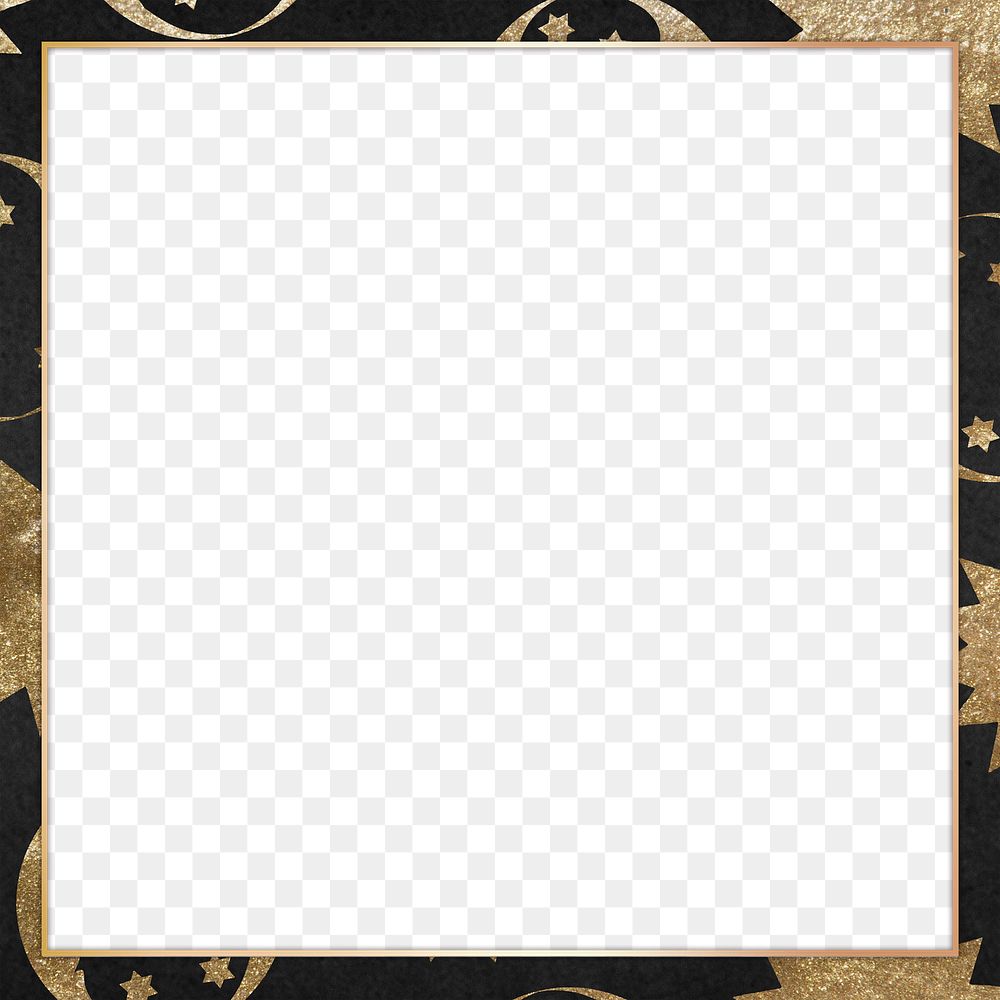 Celestial gold frame on black background design element