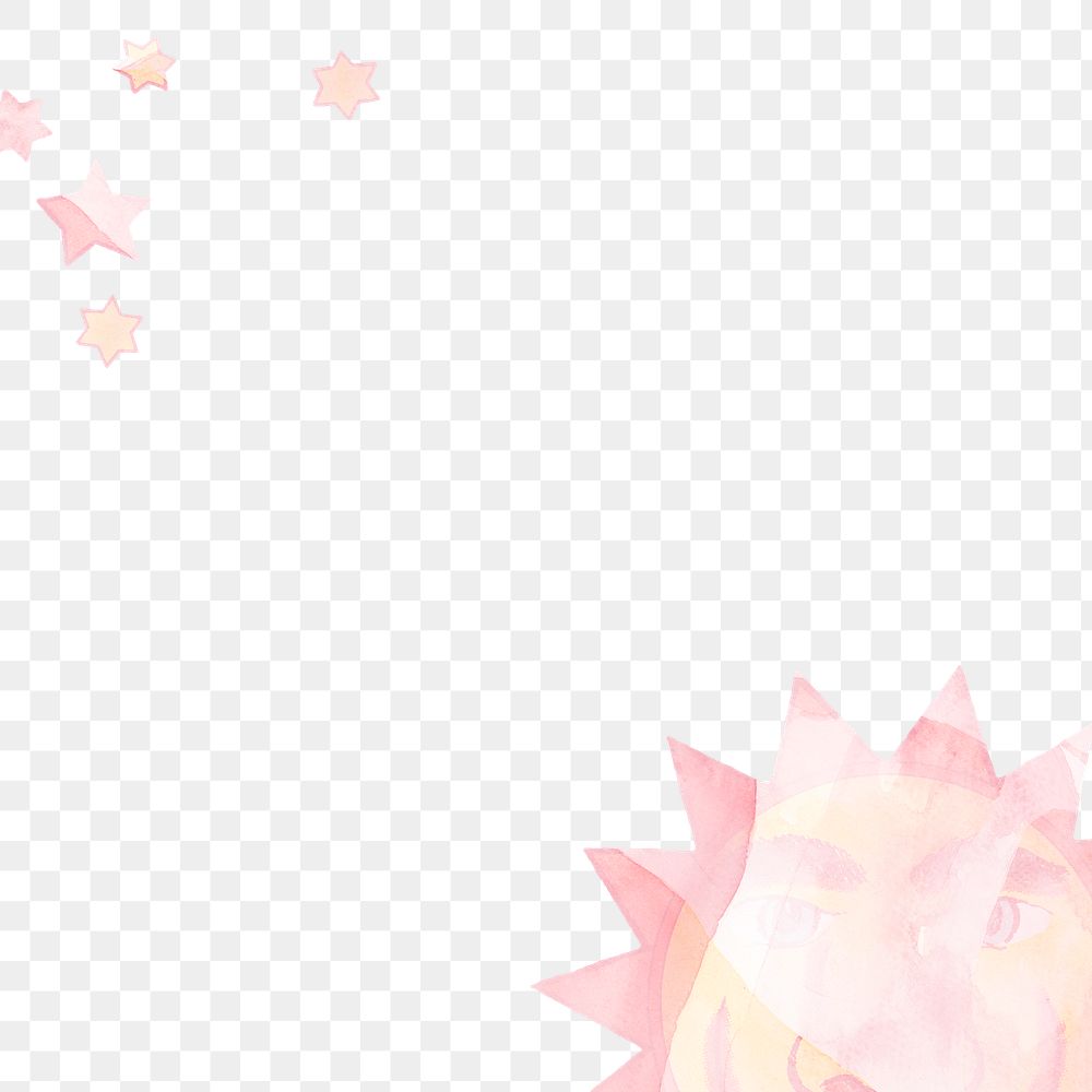 Pink glitter sun and stars background design element