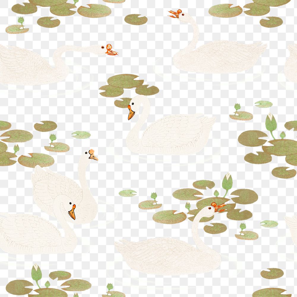 White geese seamless patterned background illustration