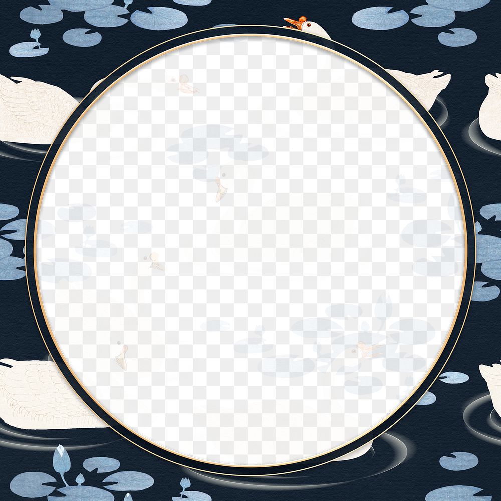White geese frame on a navy blue background 