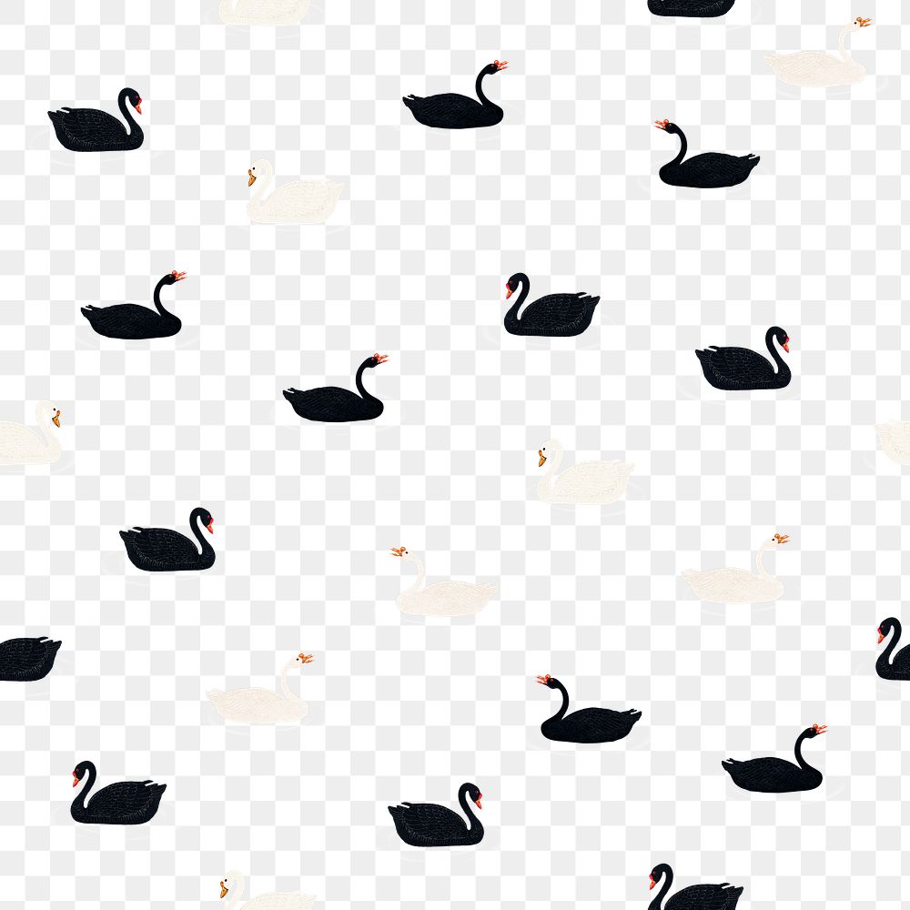 Black and white geese seamless patterned background illustration
