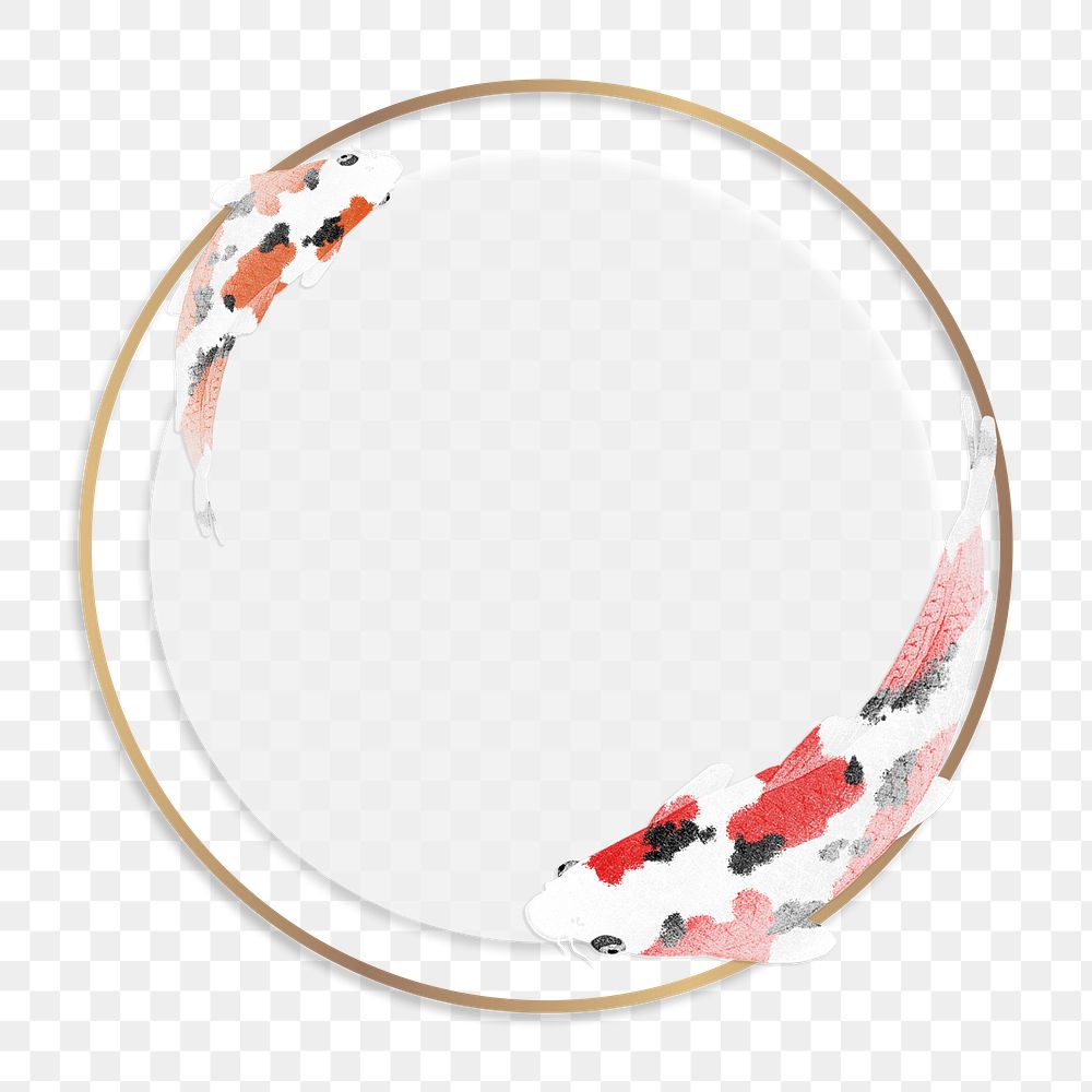 Round koi fish frame design element