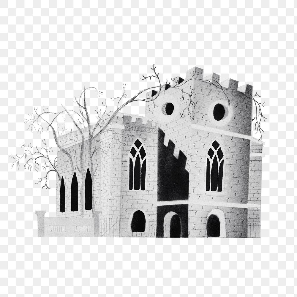 Gothic church vintage illustration transparent png