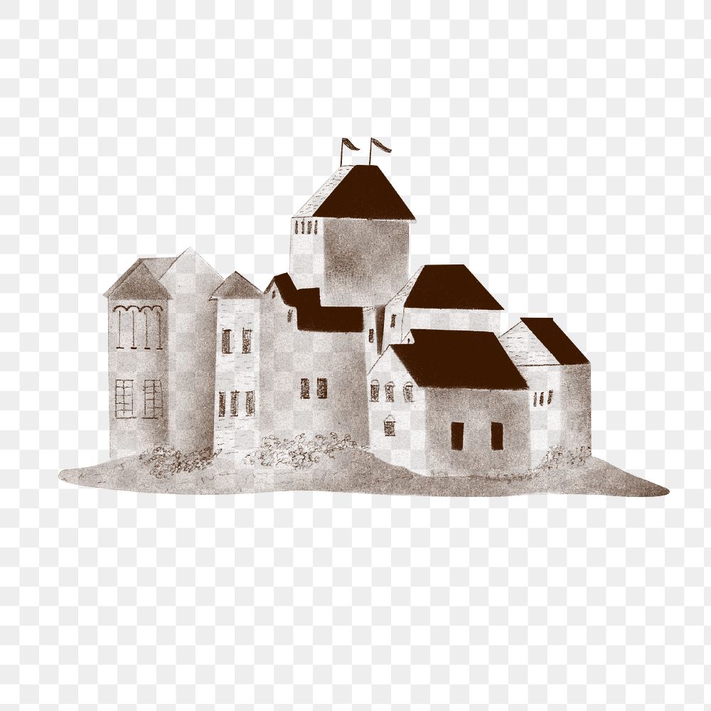 Chillon Castle vintage illustration transparent png