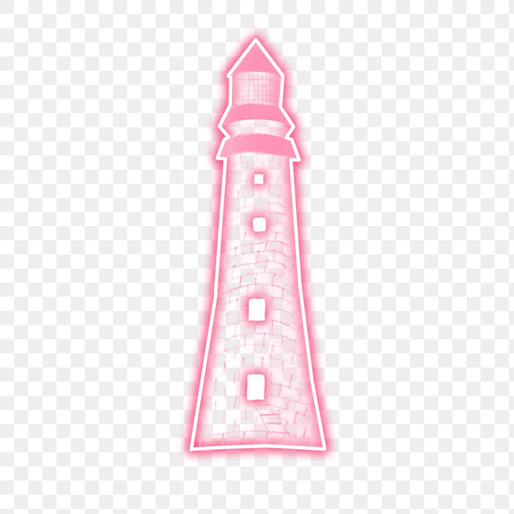 Eddystone Lighthouse pink neon light vintage illustration transparent png