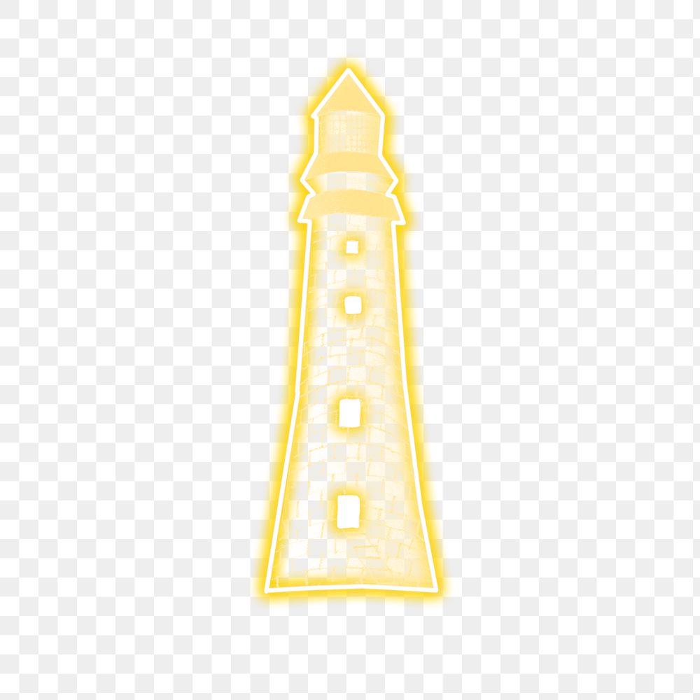 Eddystone Lighthouse yellow neon light vintage illustration transparent png