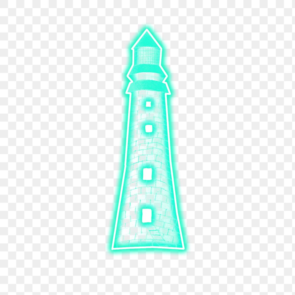 Eddystone Lighthouse green neon light vintage illustration transparent png
