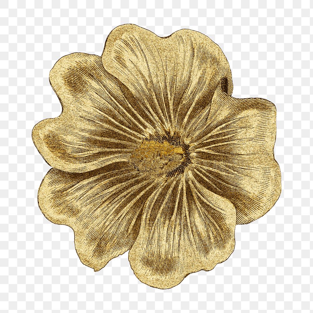 Vintage gold Alcea Rosea flower