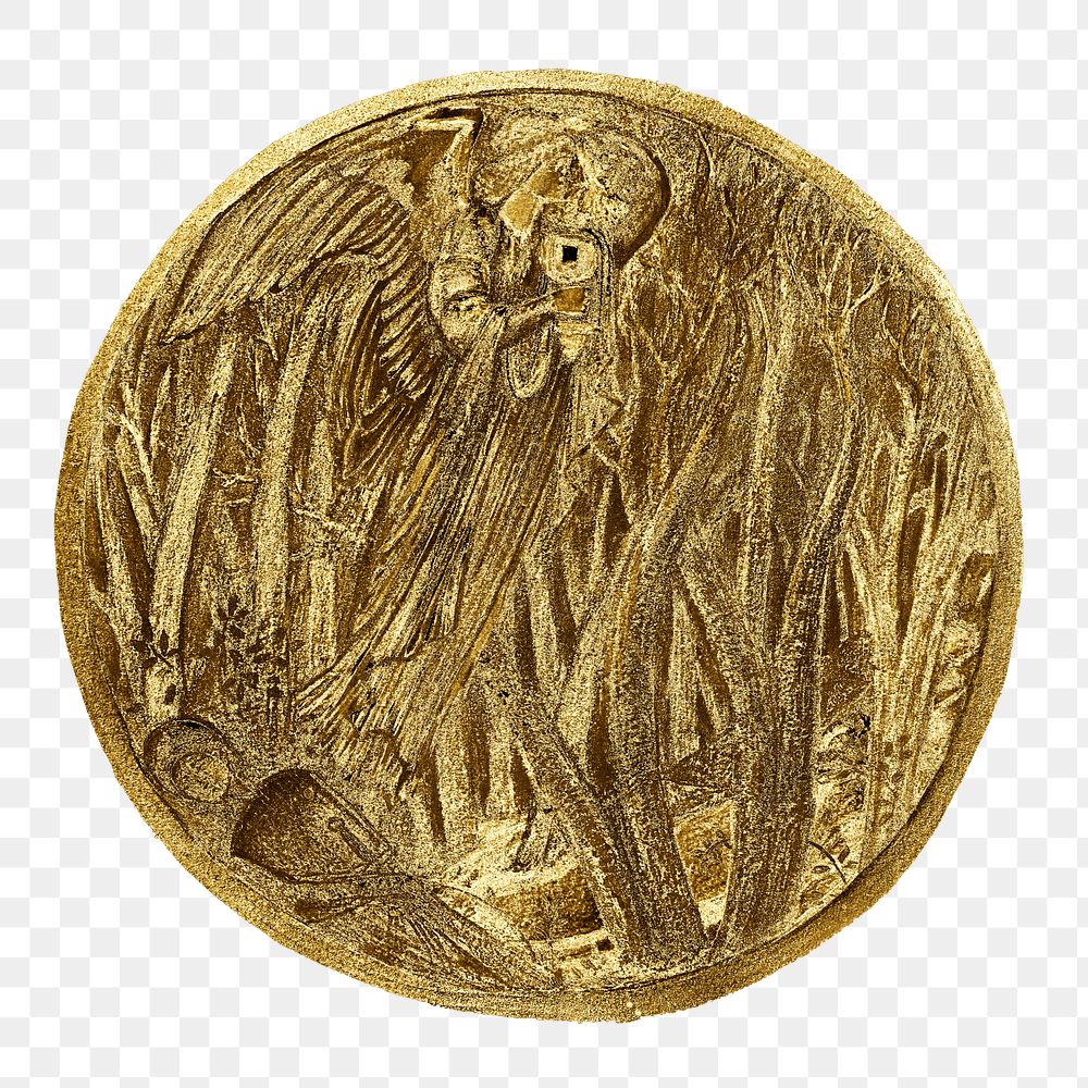 Vintage allegory gold badge illustration design element