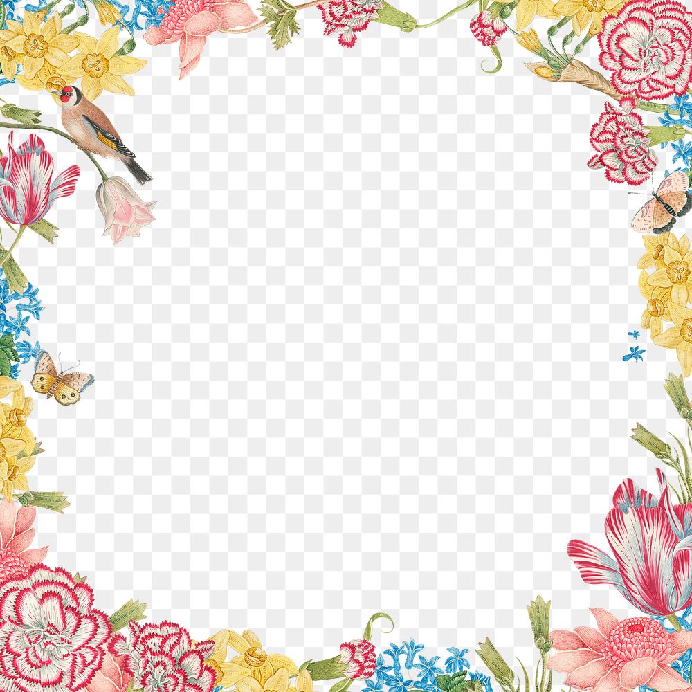 Vintage floral frame png, remixed from the 18th-century artworks from the Smithsonian archive.