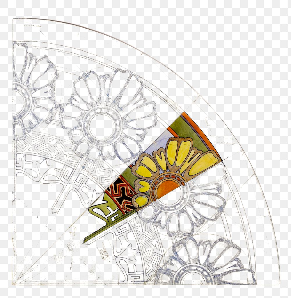 Art nouveau flower pattern png draft, remixed from the artworks of Alphonse Maria Mucha