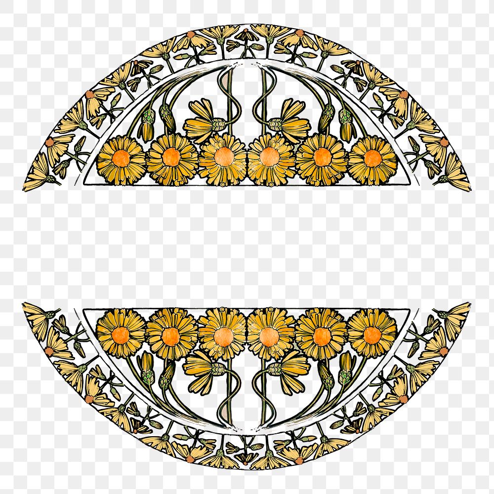 Art nouveau flower badge pattern png, remixed from the artworks of Alphonse Maria Mucha