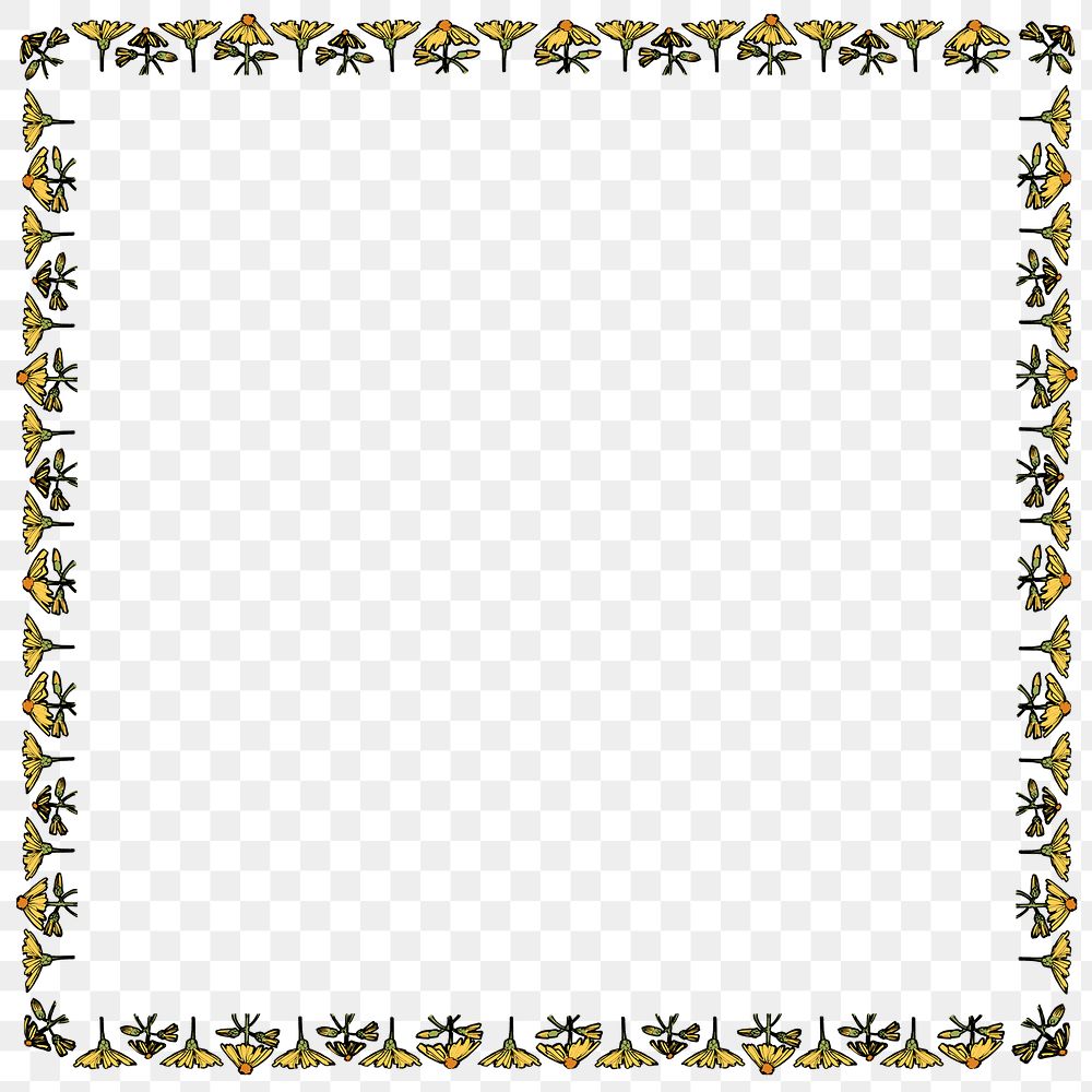Art nouveau png flower frame, remixed from the artworks of Alphonse Maria Mucha