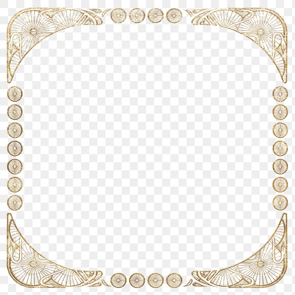 Art nouveau png gold frame, remixed from the artworks of Alphonse Maria Mucha