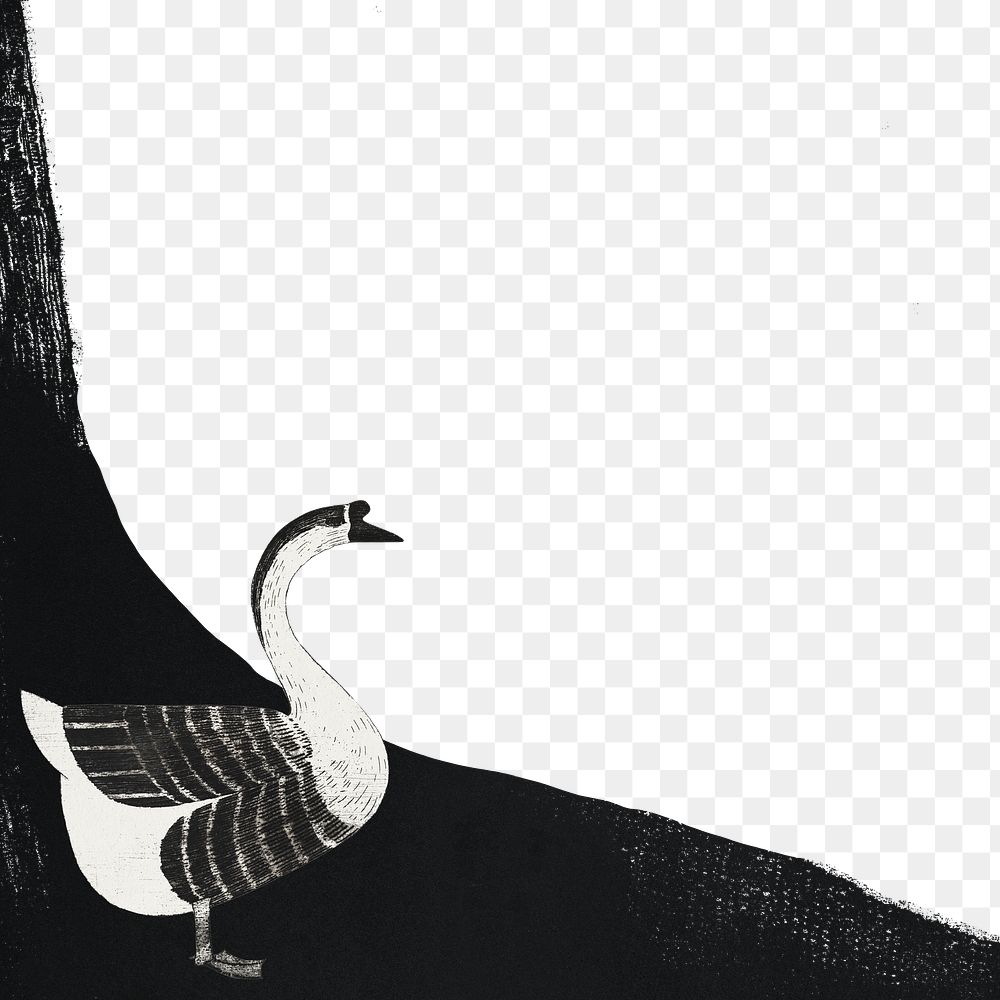 Vintage goose animal art print png background, remix from artworks by Samuel Jessurun de Mesquita
