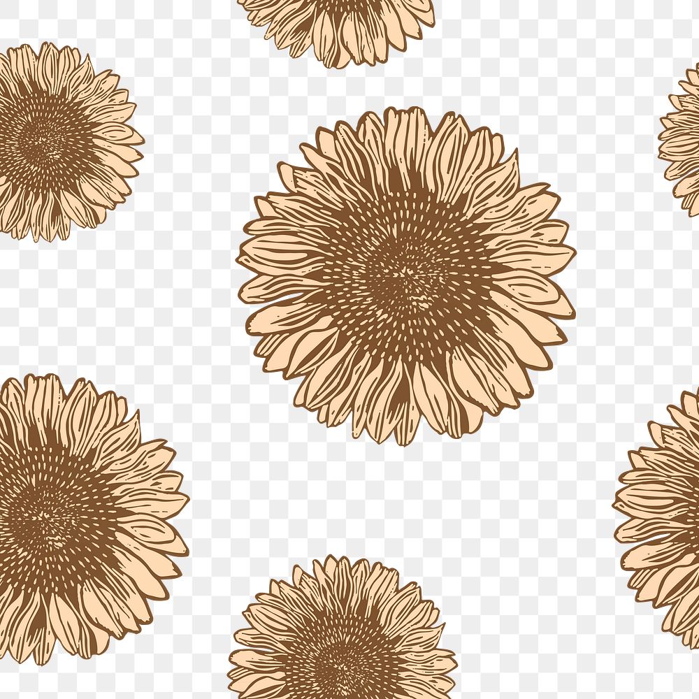 Vintage sunflower png patterned background illustration, remix from artworks by Samuel Jessurun de Mesquita