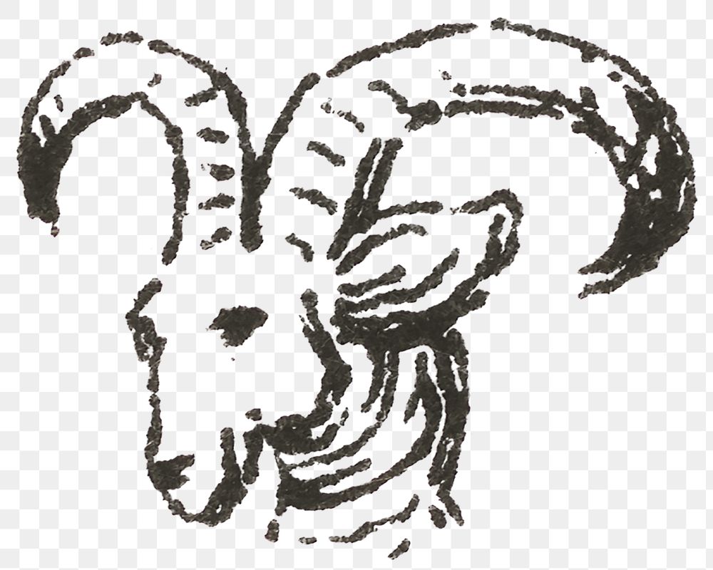 Vintage png goat engraving hand drawn illustration