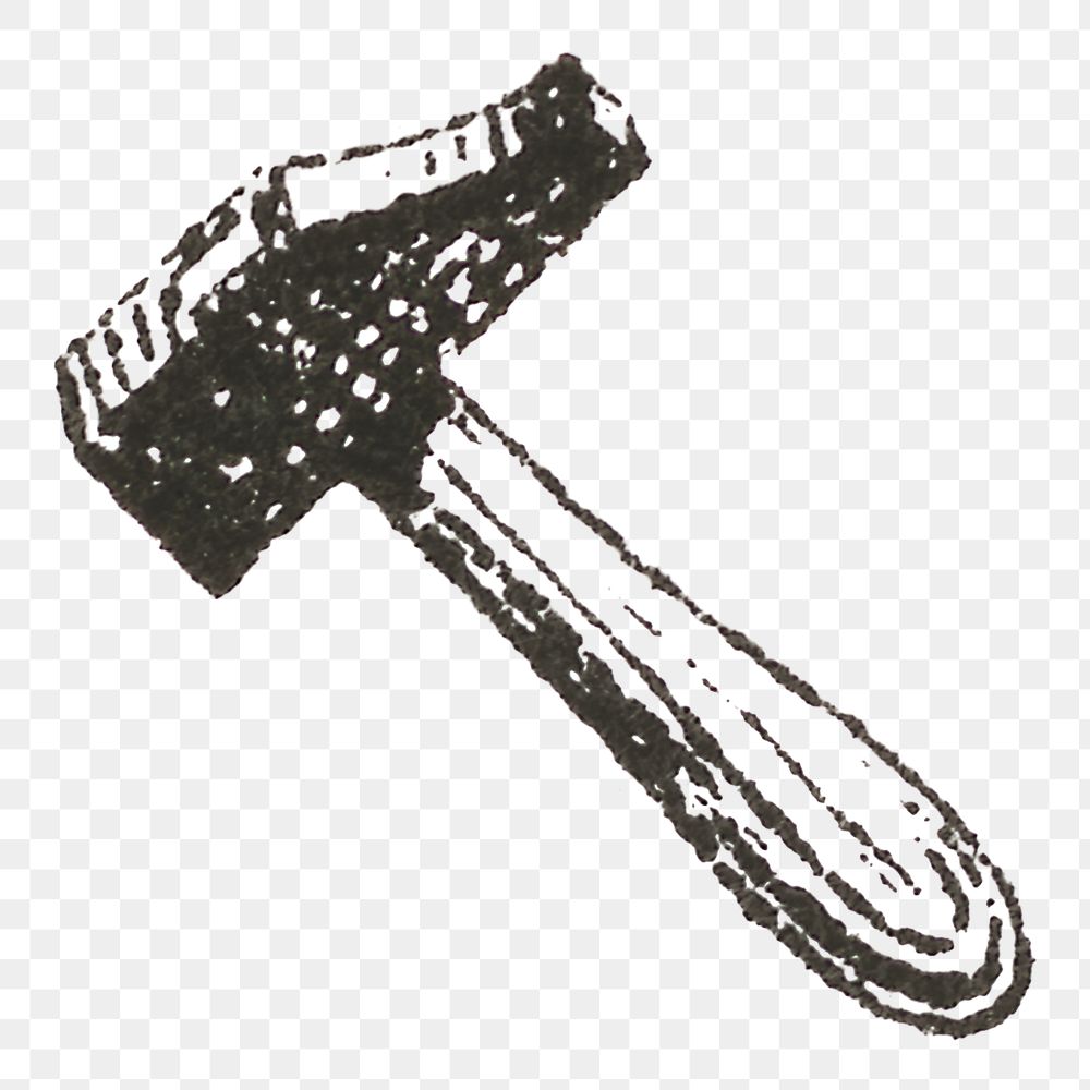 Vintage png hammer engraving hand drawn illustration