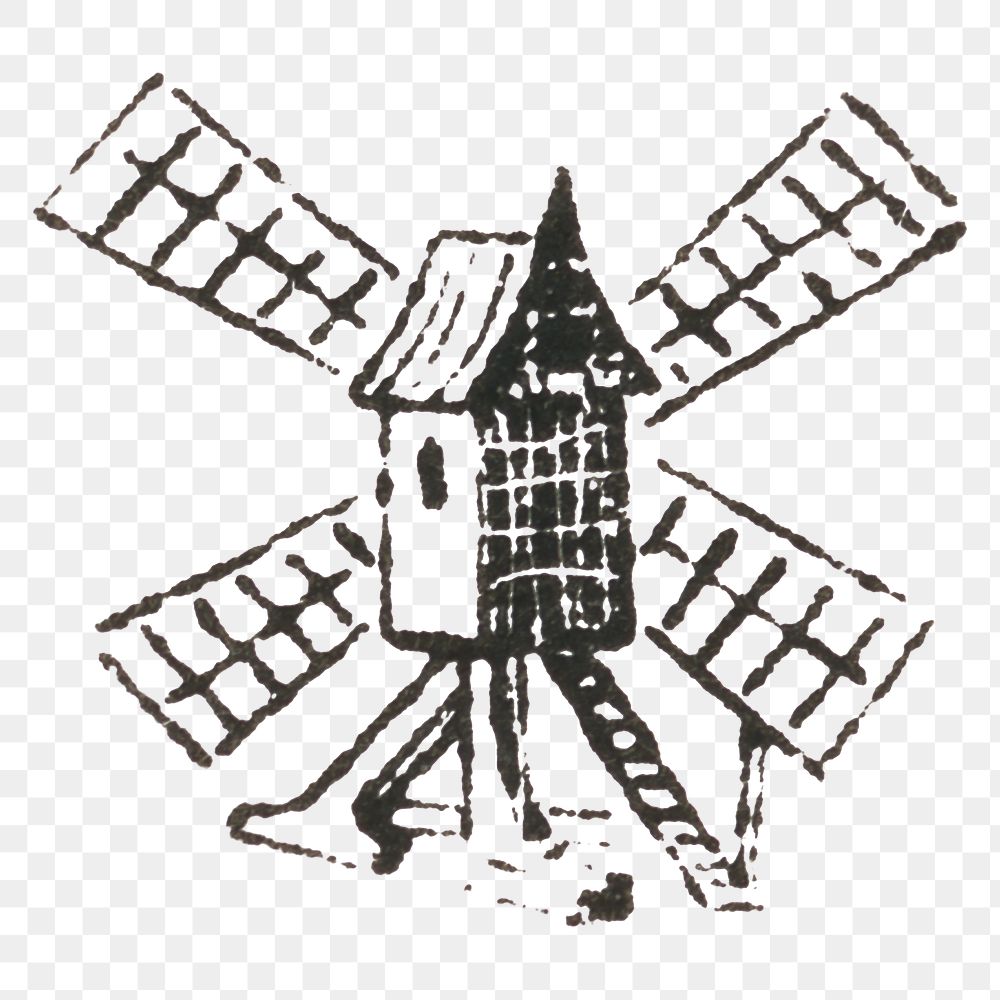 Engraving png windmill vintage icon drawing