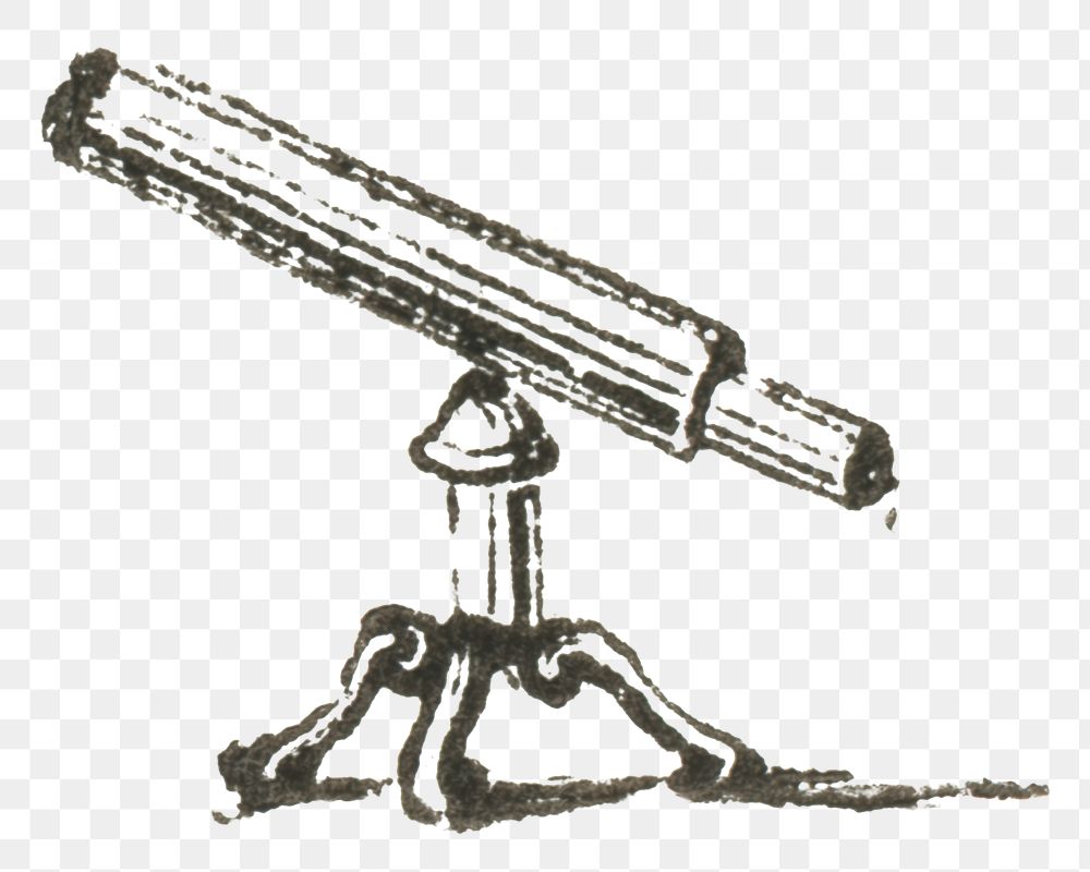 Classic png telescope icon vintage illustration