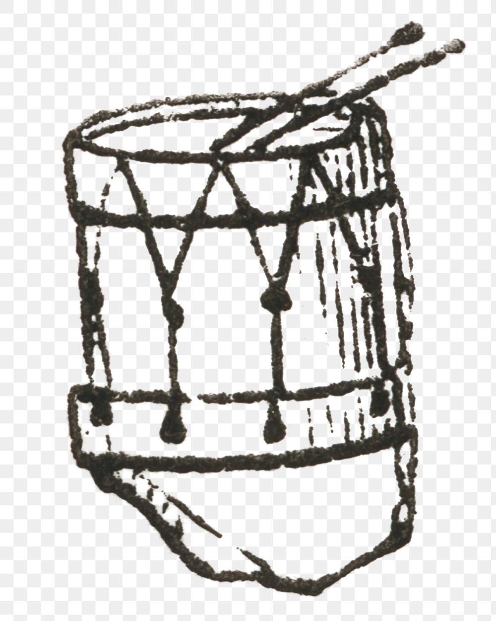 Old png drum hand drawn illustration
