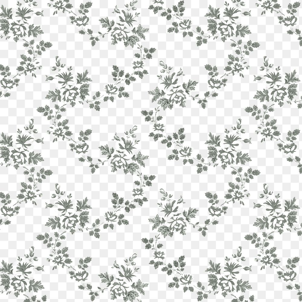 Blooming flowers png pattern background vintage style