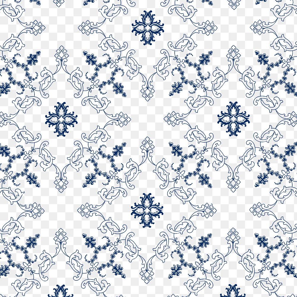 White and blue png vintage floral background image