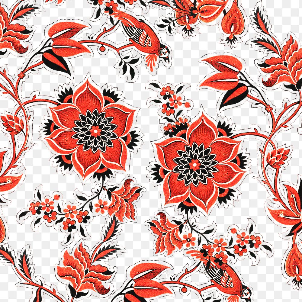 Floral red vintage style background png