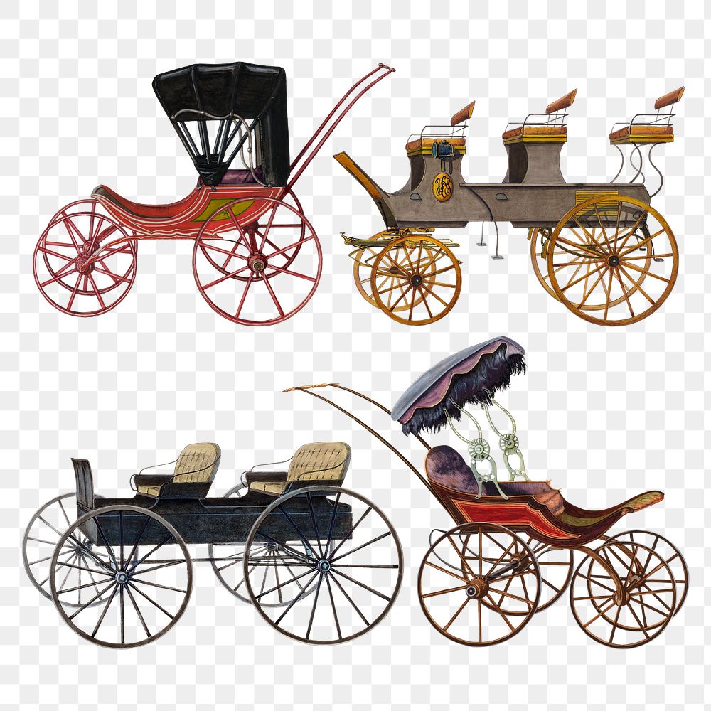 Vintage carriage png illustration, remixed from public domain collection
