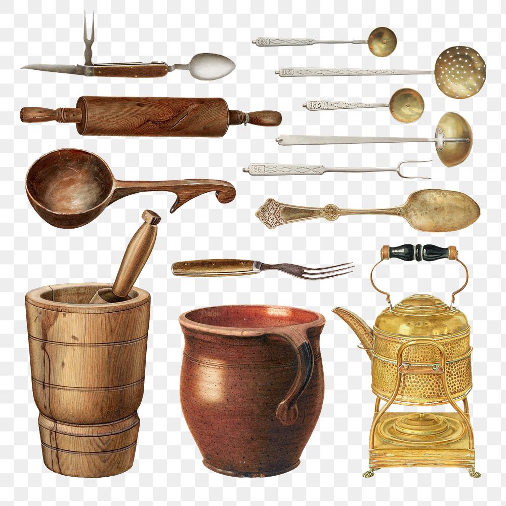 Vintage kitchenware png illustration, remixed from public domain collection
