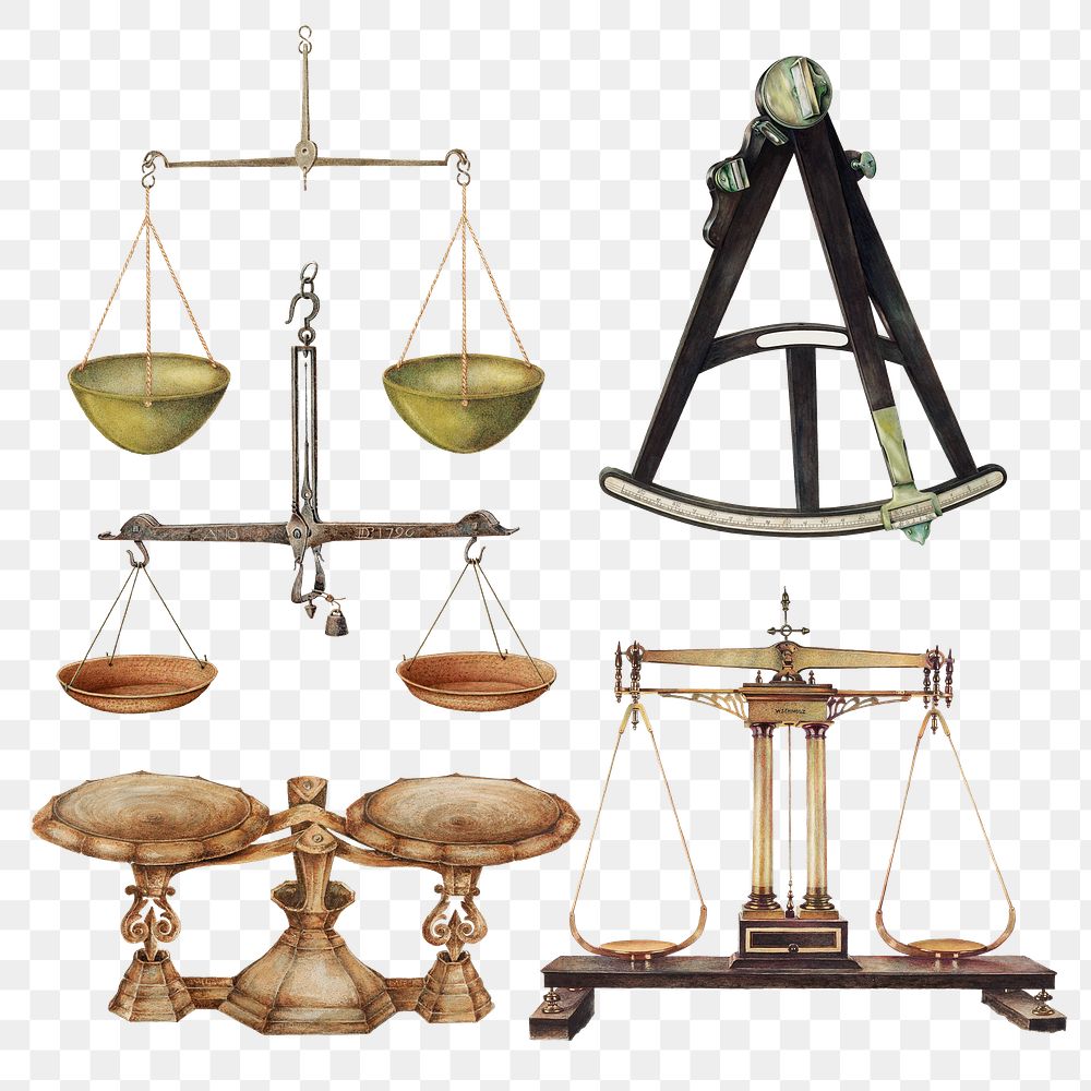 Antique png measurement tools design element set, remixed from public domain collection