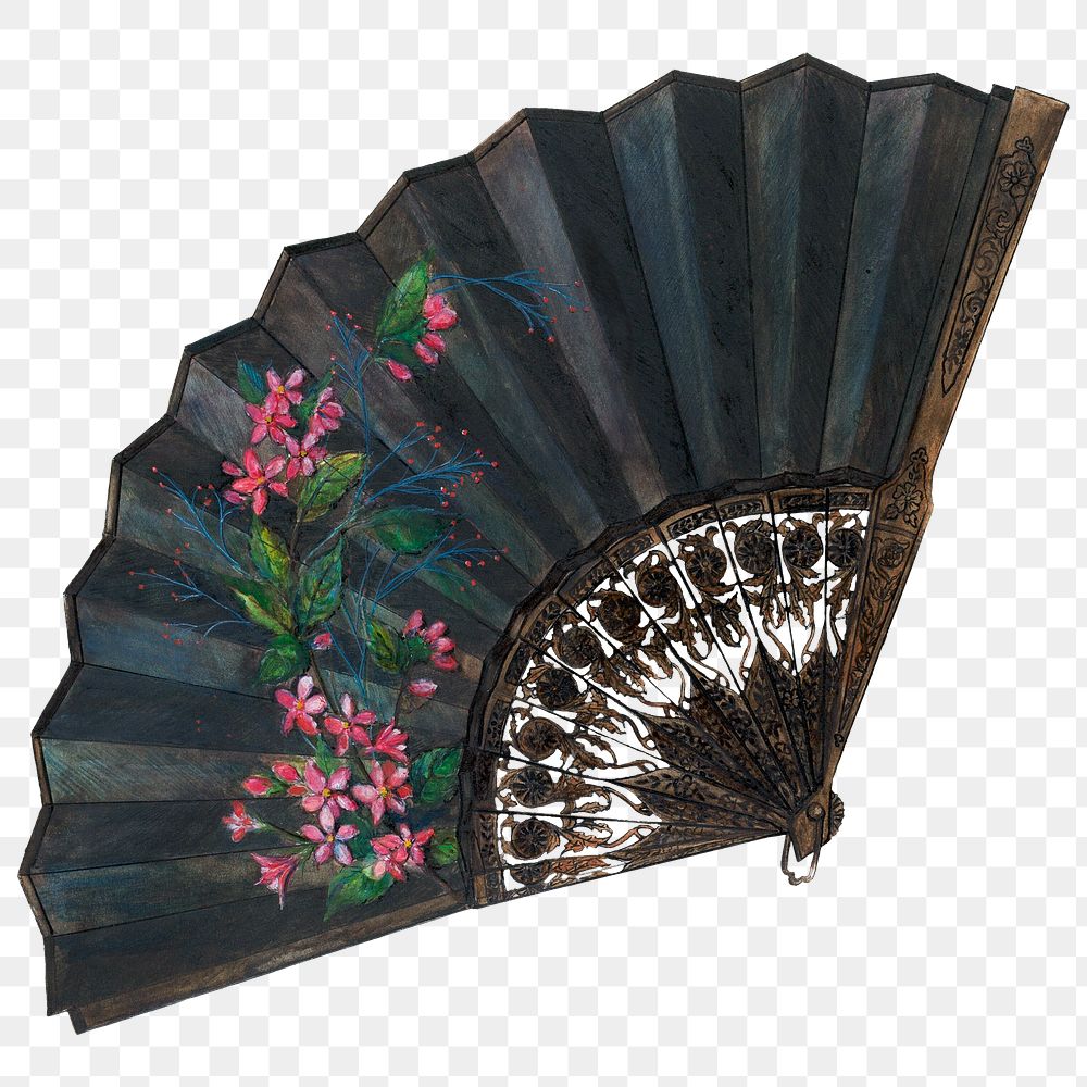 Png antique fan design element, remix from artwork by Ann Gene Buckley