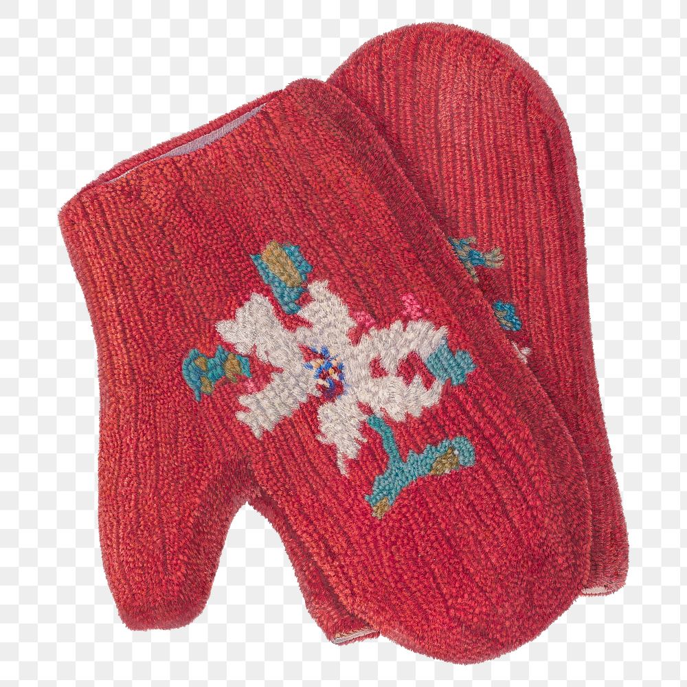 Vintage Christmas mittens png, remix from artwork by Archie Thompson