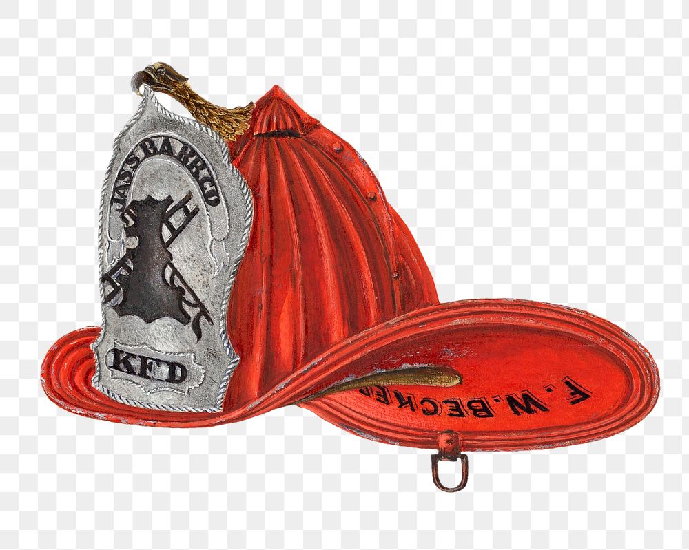 Vintage fireman's hat png, remix from artwork by William Lang