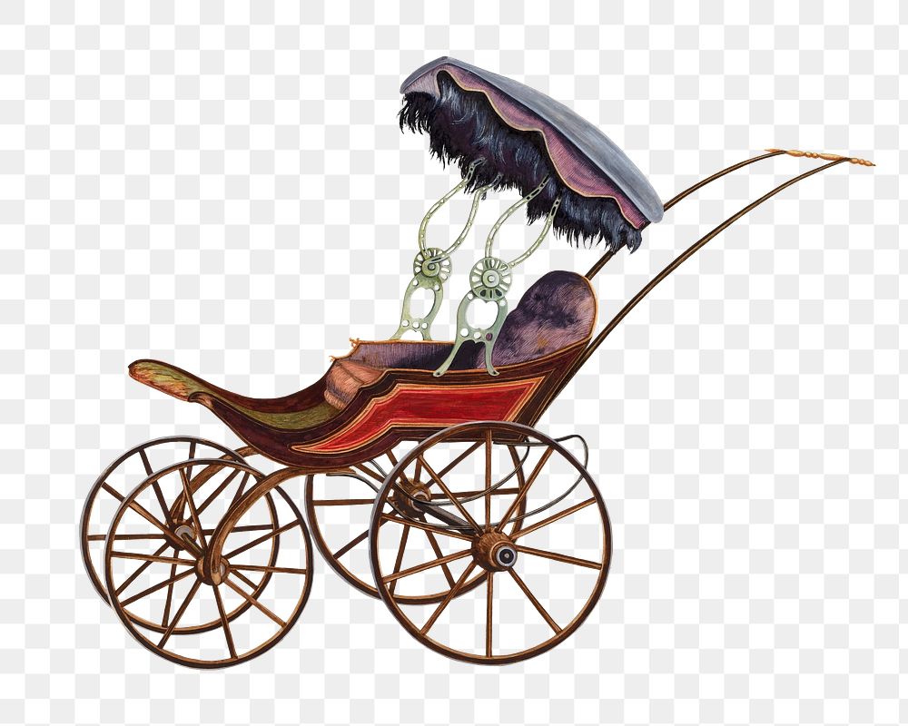 Vintage baby buggy png illustration, remixed from the artwork by Einar Heiberg.
