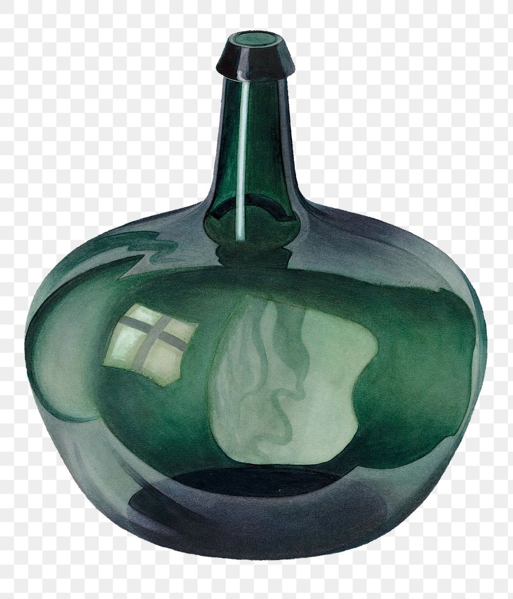 Vintage png green bottle, remixed from artworks by Edward White