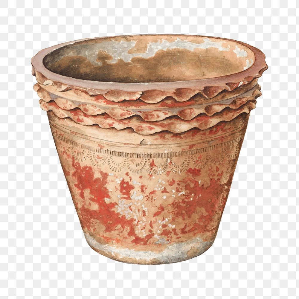 Vintage flower pot png illustration, remixed from the artwork by William Spiecker