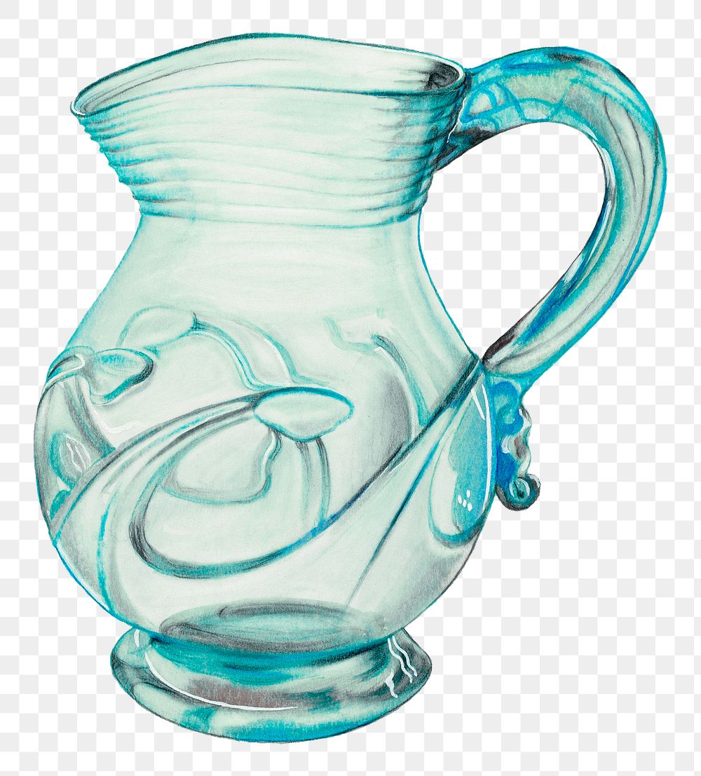 Blue vintage pitcher png illustration, remixed from the artwork by S. Brodsky