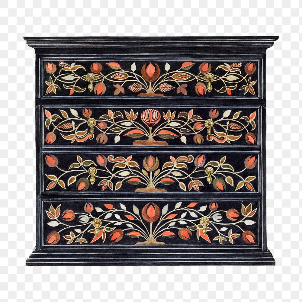 Vintage painted drawer png illustration, remixed from the artwork by Isabella Ruth Doerfler