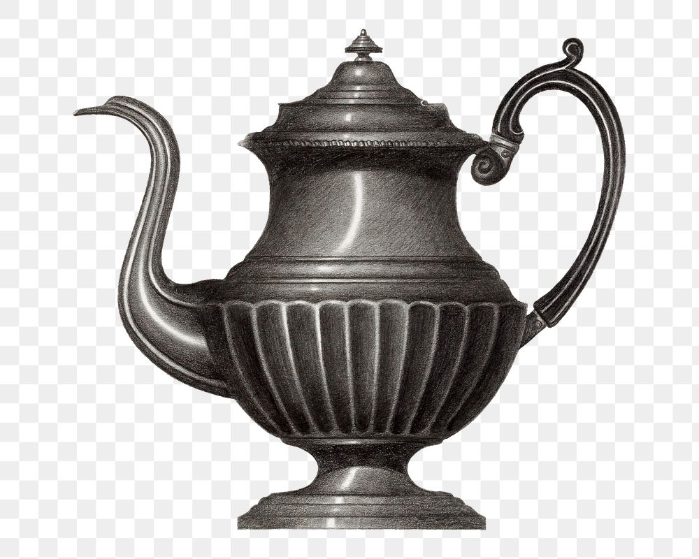 Vintage coffee pot png illustration, remixed from the artwork by Eugene Barrell