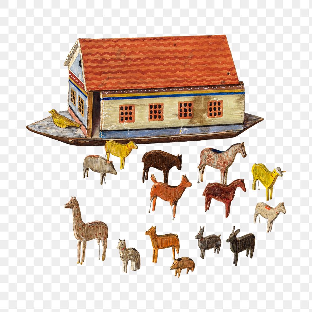 Noah's Ark and Animals png illustration, remixed from the artwork by Ben Lassen