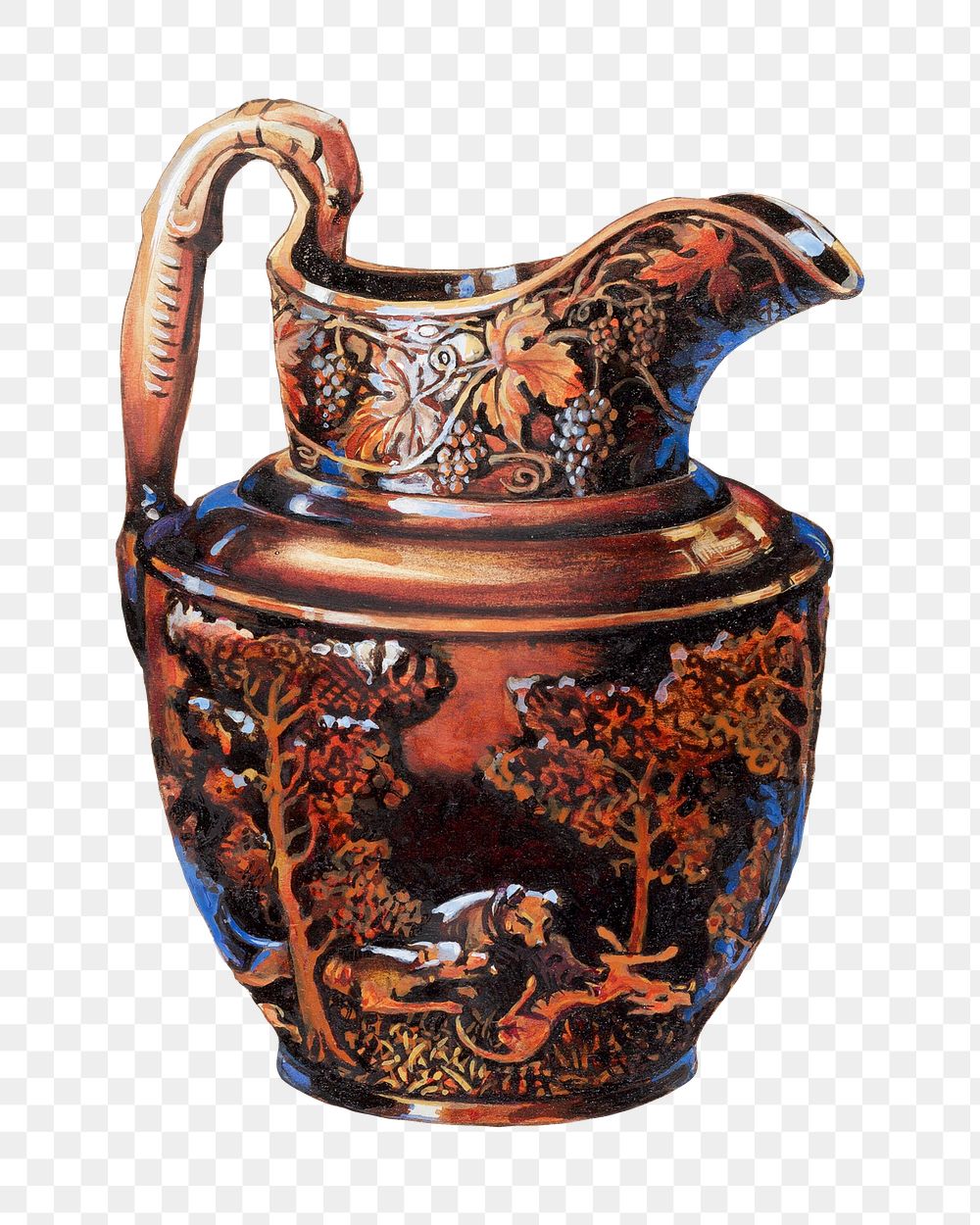 Vintage pitcher png illustration, remixed from the artwork by Charles Caseau